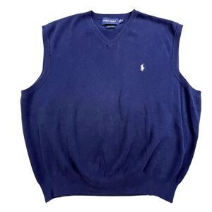 Vintage Polo Golf Sweater Vest Men’s XL Blue Cotton Preppy Ralph Lauren